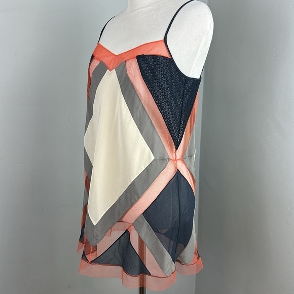 BCBGMAZAZRIA Runway Silk Mesh Geometric Camisole - Picture 5 of 16